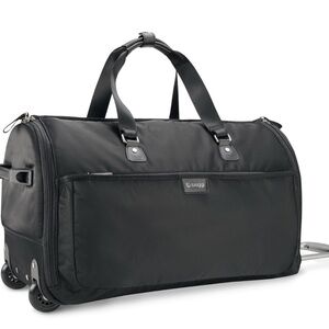 Biaggi Curve Rolling Garment Bag Carry On Foldable Black Travel Luggage NWOT
